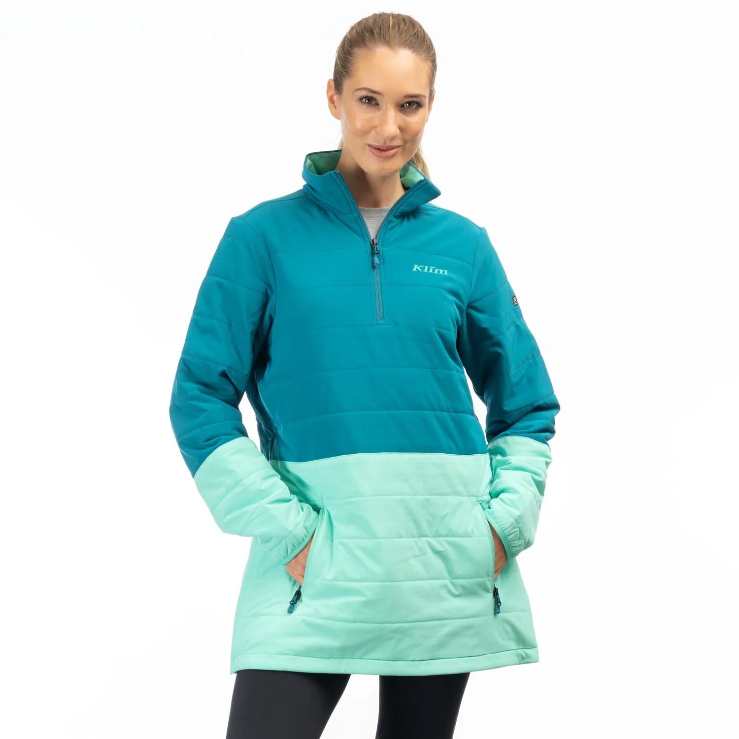 Klim Women's Soteria Insulated Pullover MD Deep Lagoon - Electric Green