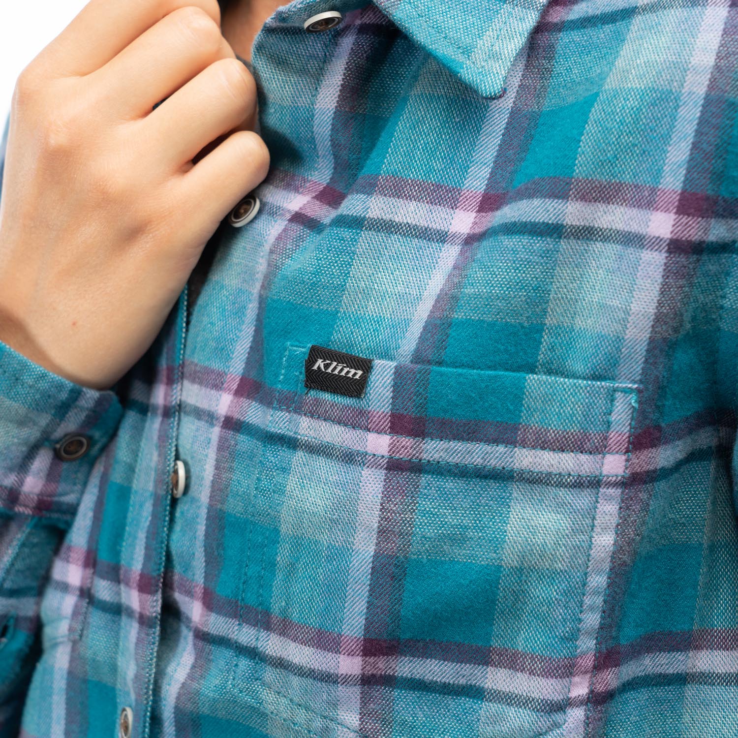 Klim Women's Sunlight Trail Midweight Flannel Shirt MD Deep Lagoon Raspberry Radiance