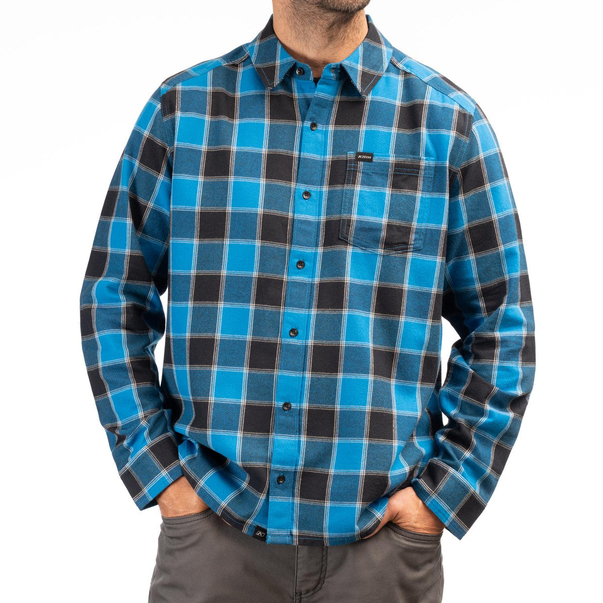 Klim Cottonwood Midweight Flannel Shirt LG Imperial Blue Black
