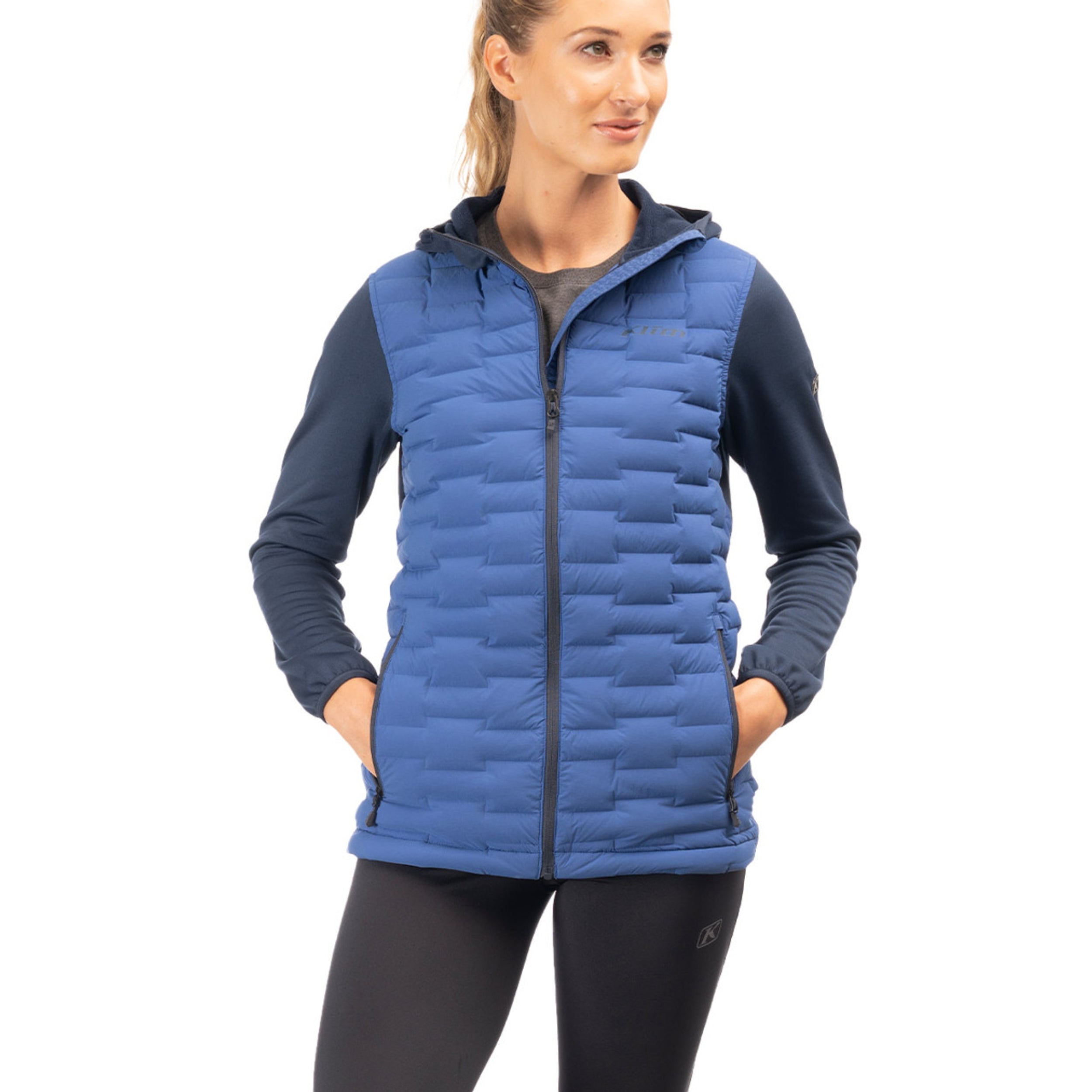 Klim Women's Luna Stretch Down Hybrid Hoodie MD Mazarine Blue Dress Blues