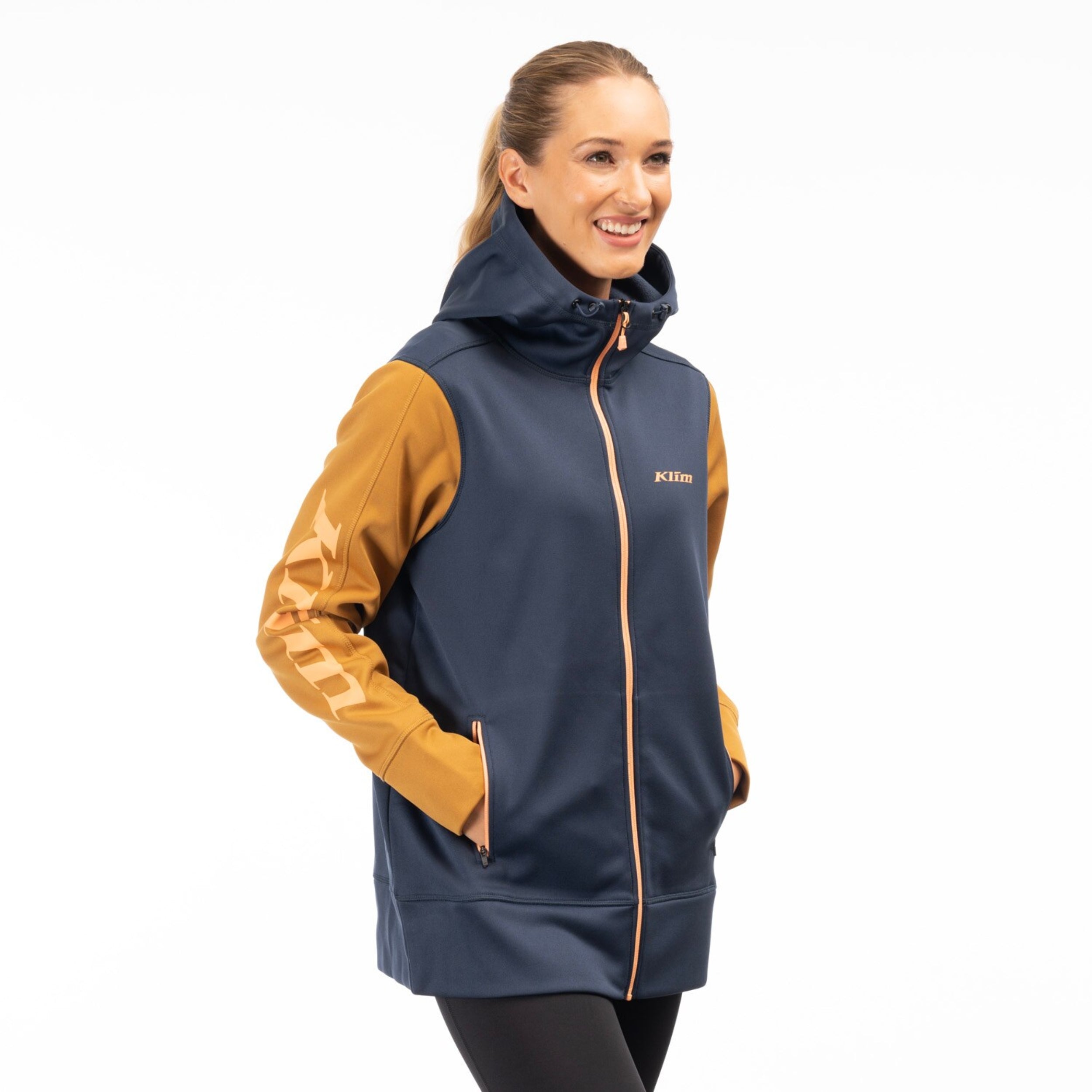 Klim Women's Visita Long Hoodie LG Dress Blue Golden Brown