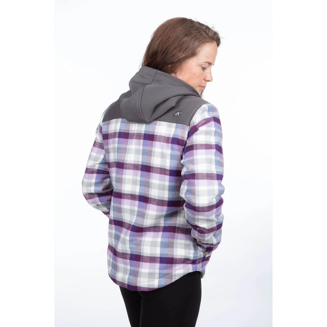 Klim Women's Big Sky Fleece Lined Flannel Hoodie MD Lavender Heist - Asphalt