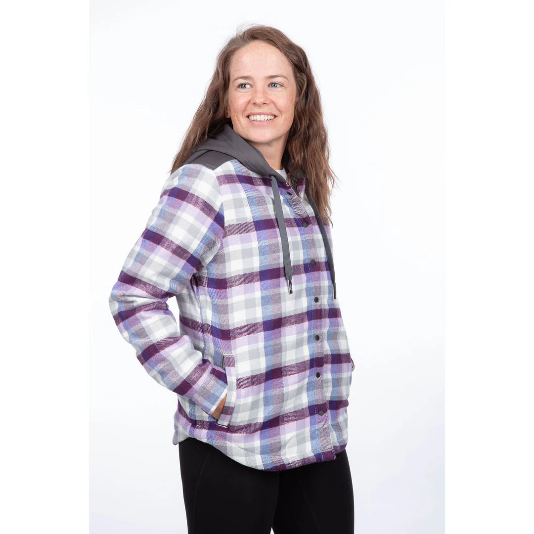 Klim Women's Big Sky Fleece Lined Flannel Hoodie MD Lavender Heist - Asphalt