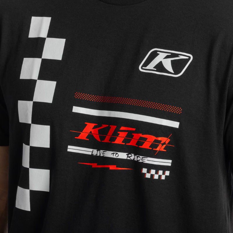 Klim T-Shirt Checkered Flag Tri-Blend Tee Black White
