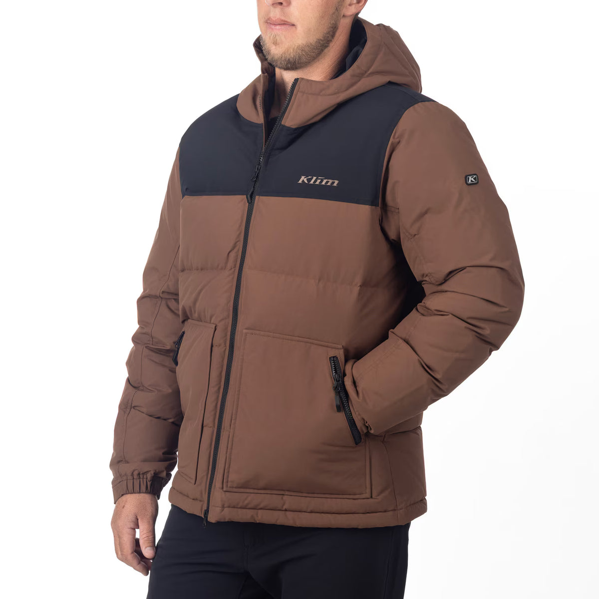 Klim Sawtooth Down Hooded Jacke – Cocoa Brown - Black