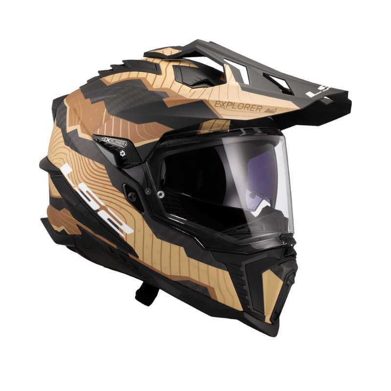 LS2 Helmet MX701 Explorer Carbon Trick Matte Brown Sand