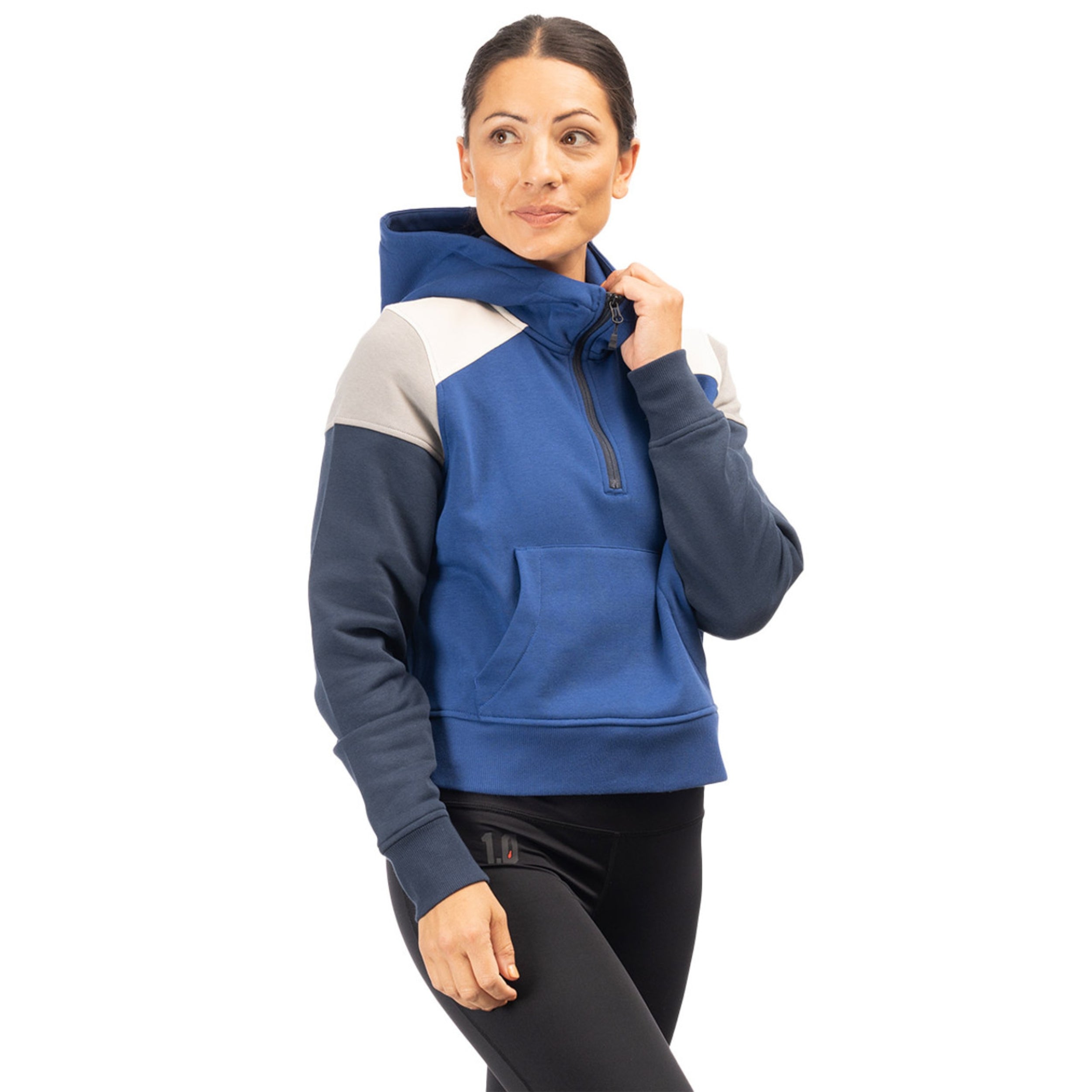 Klim Women's Huntley Pullover 1/4 Zip Crop Hoodie MD Mazarine Blue Dress Blues