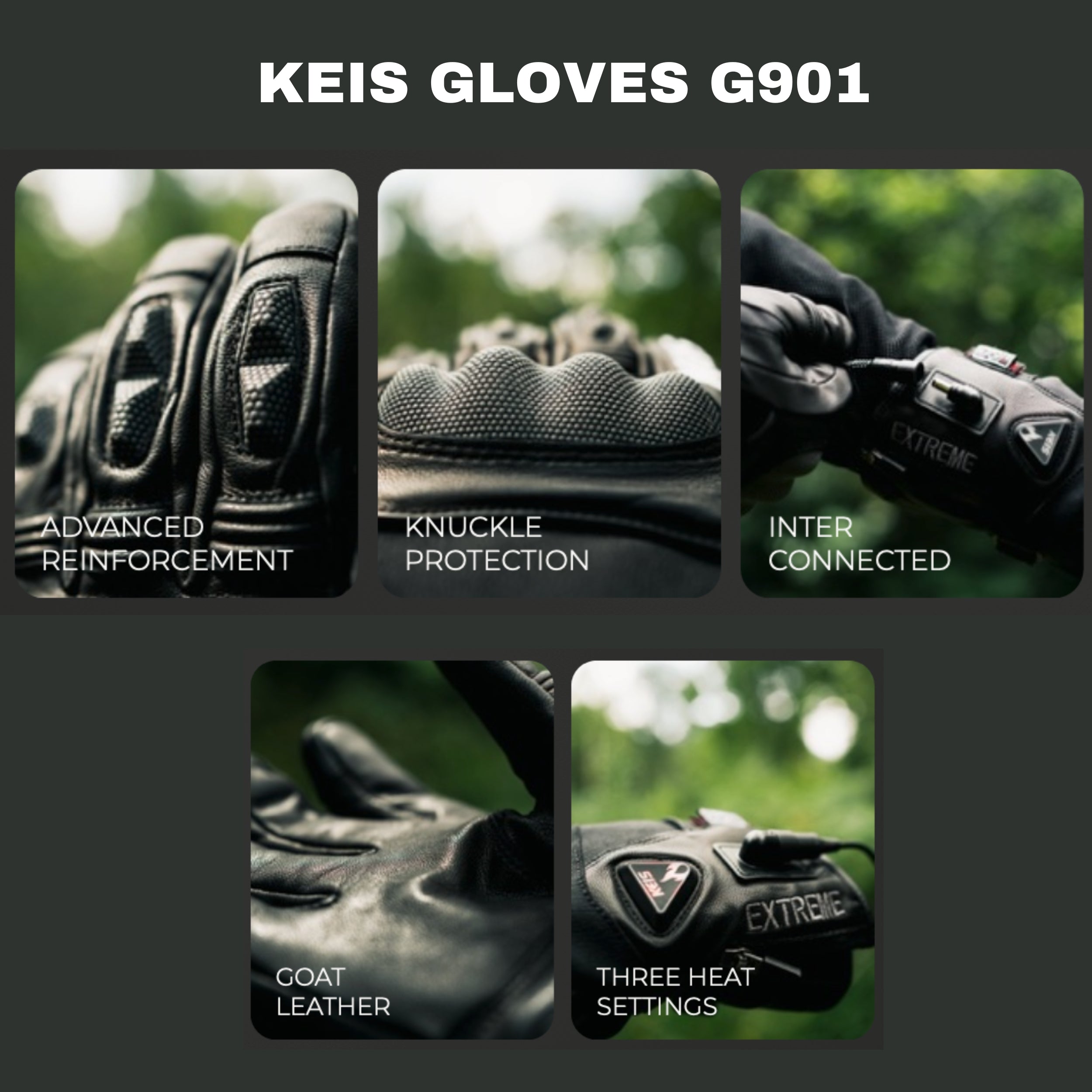 Keis G901 Gants moto chauffants