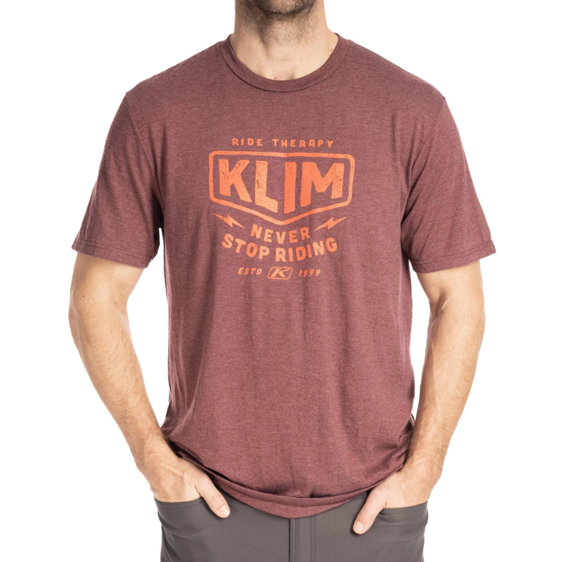 T-shirt Klim Ride Therapy Tri-Blend Bordeaux Givré Rouge Flamboyant