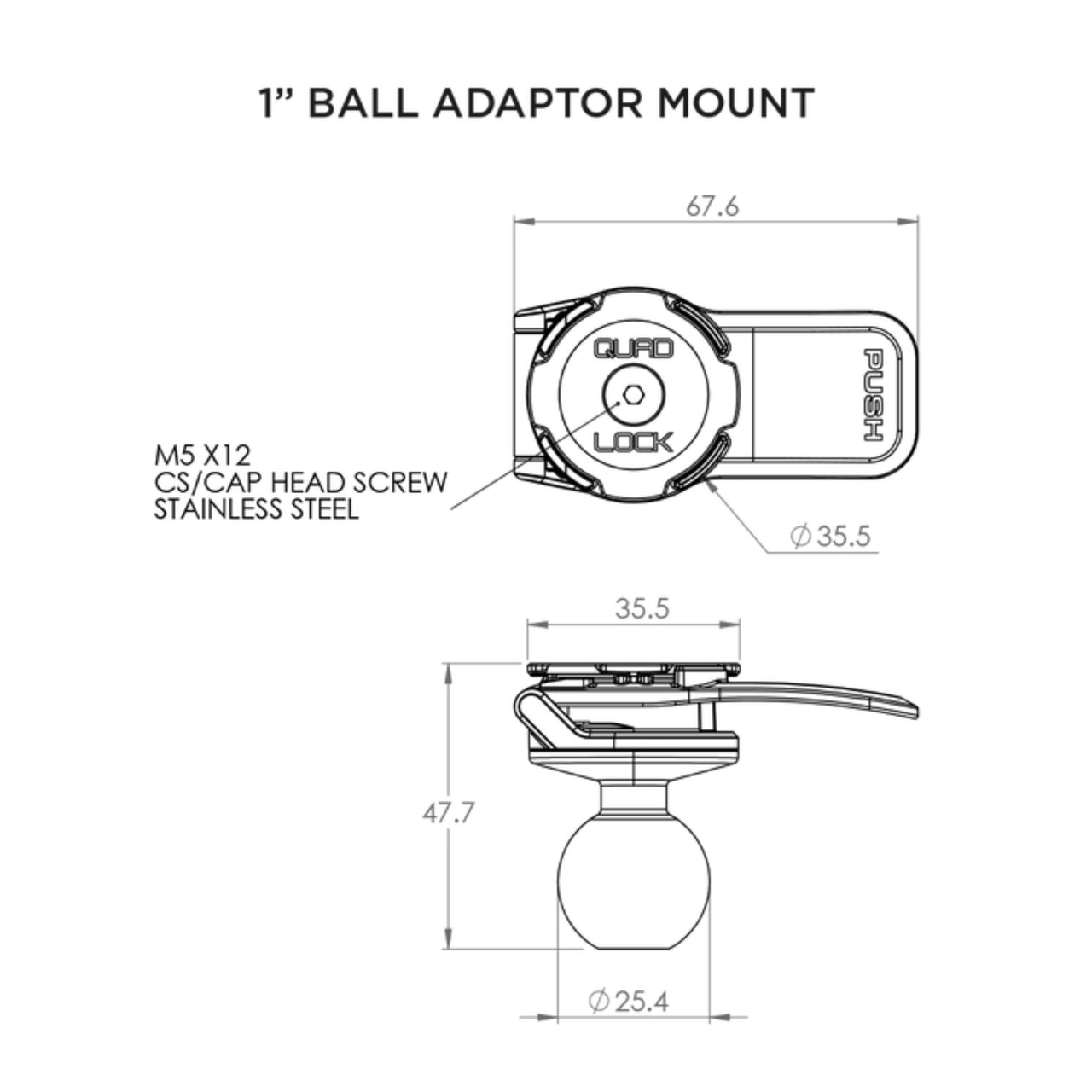 Quad Lock 1" Ball Adaptor Mount