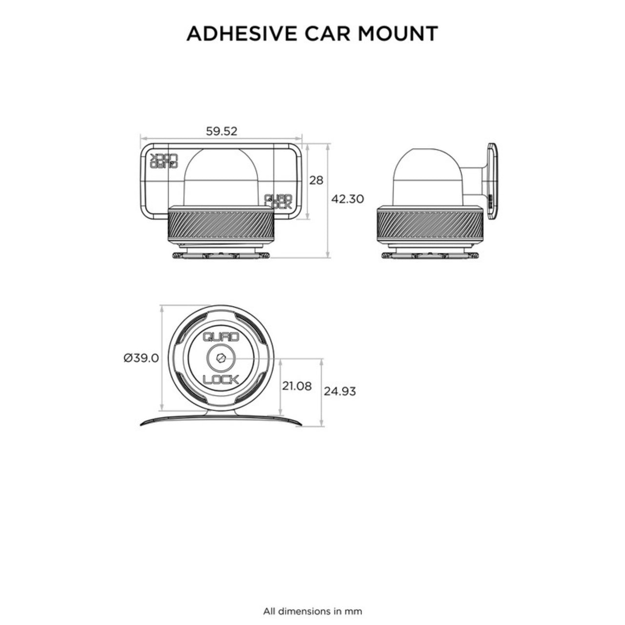 Quad Lock Adhesive Dash/Console Car Mount