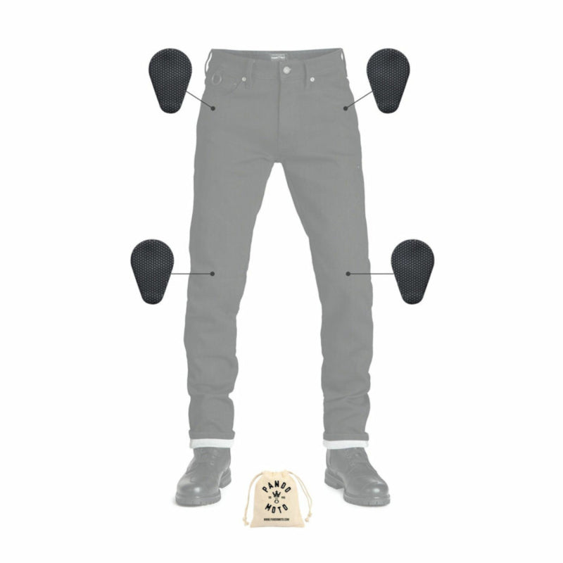Pandomoto STEEL BLACK 02 Men’s Motorcycle Jeans Slim-Fit